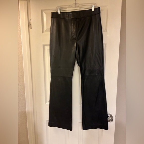 Ann Taylor Dark Brown Leather Flare Pants Size 12 - Picture 4 of 7